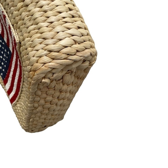 STRAW Woven Tote Bag Purse American USA Flag
Leather Handles - Picture 8 of 9